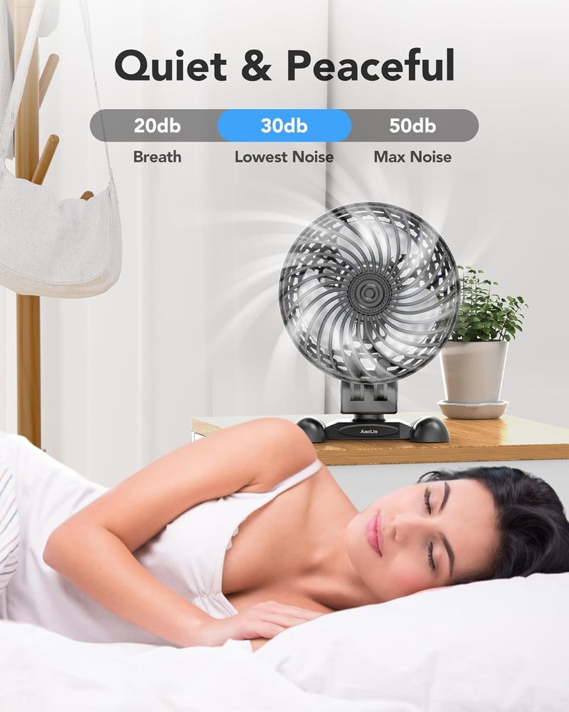 AaoLin USB Desk Fan, Table Fan with CVT Variable Speeds, Quiet Portable, Desktop Mini Personal Fan for Room, Home, Office (Black-02) - Image 3